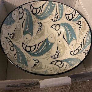 Connie Dickens Porcelain Bowl with Salmon Design